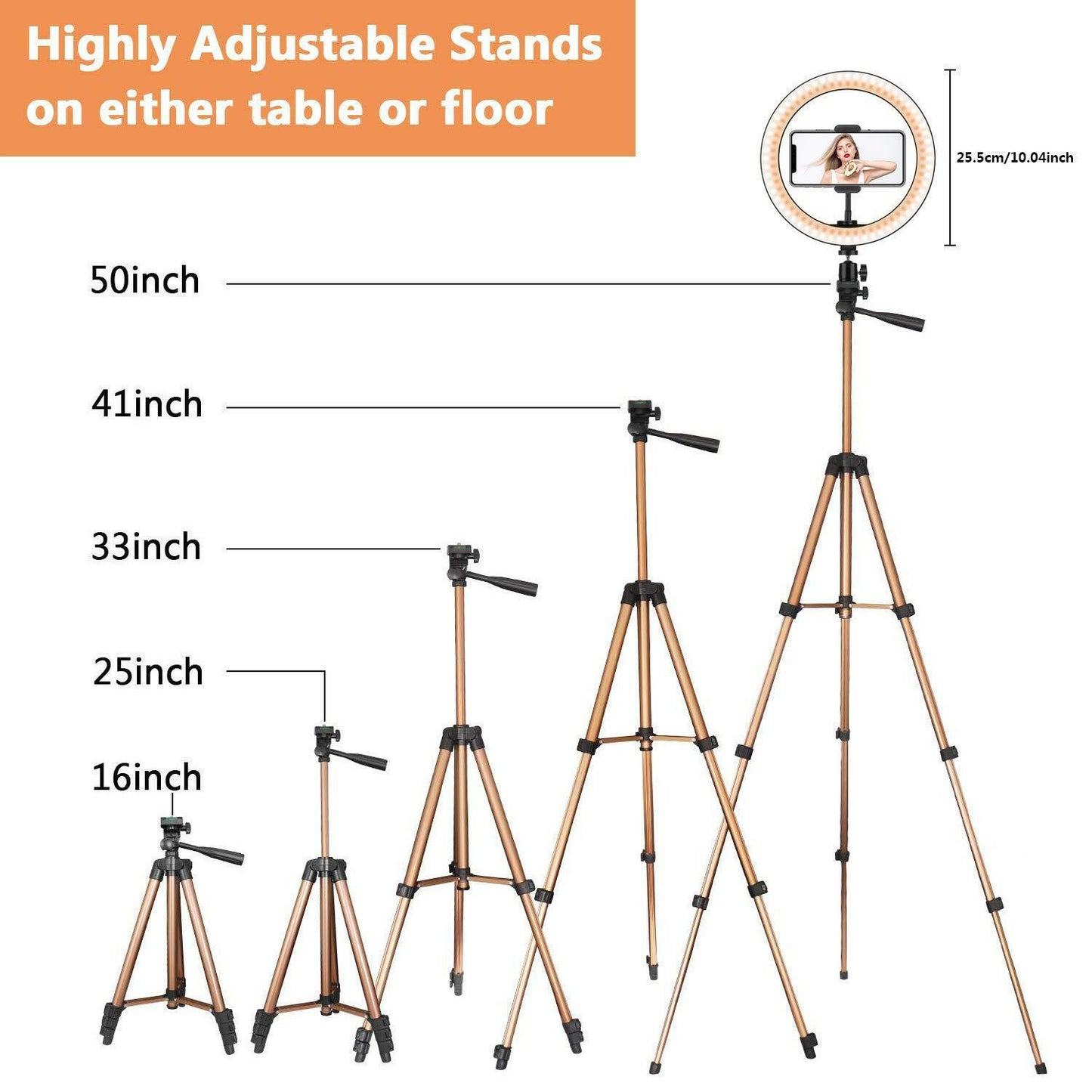 Luxurious Fill Light Desktop or Floor Ring Light Tripod - Tech Meets Trend