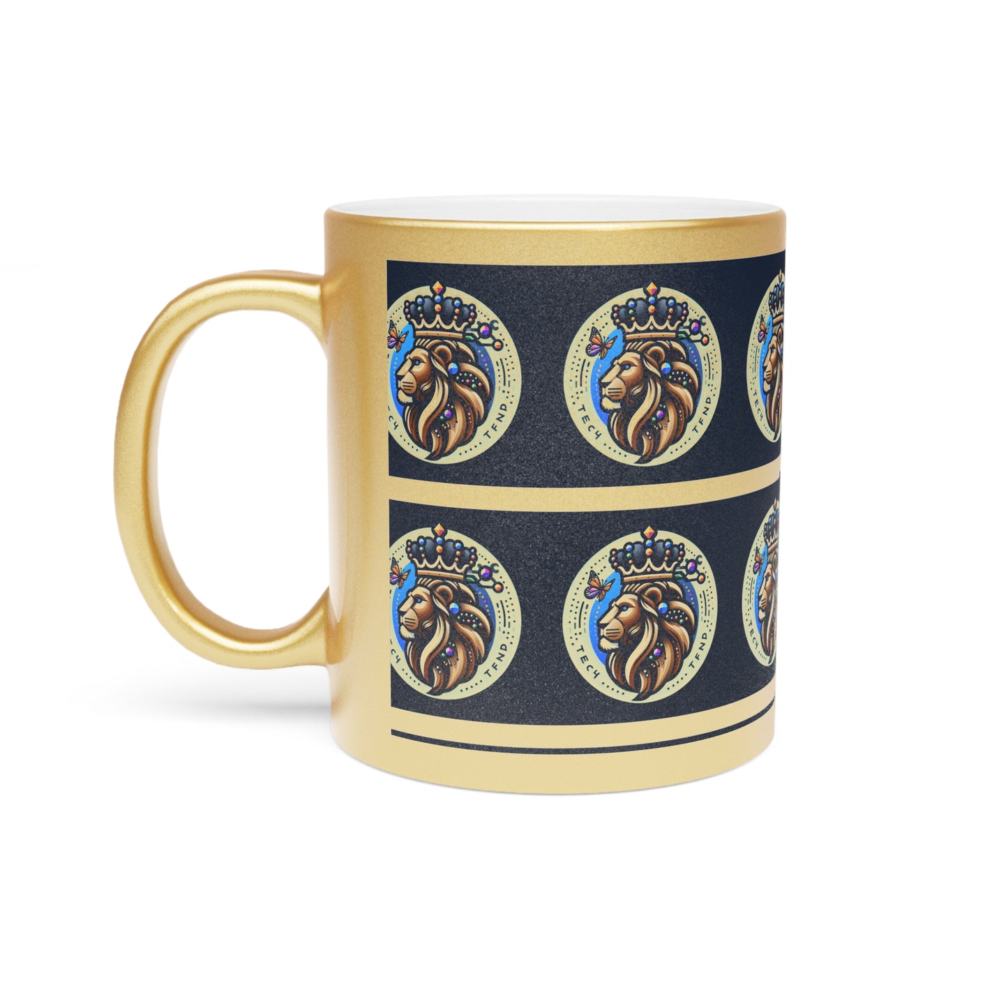 Royal Lion Metallic Mug - Premium Gold Finish for Empowering Coffee Moments - Tech Meets Trend