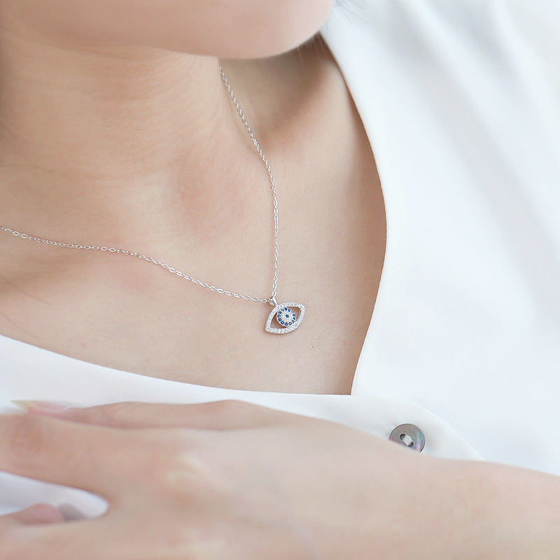 Sterling Silver Jewelry Necklace Eye Pendant.