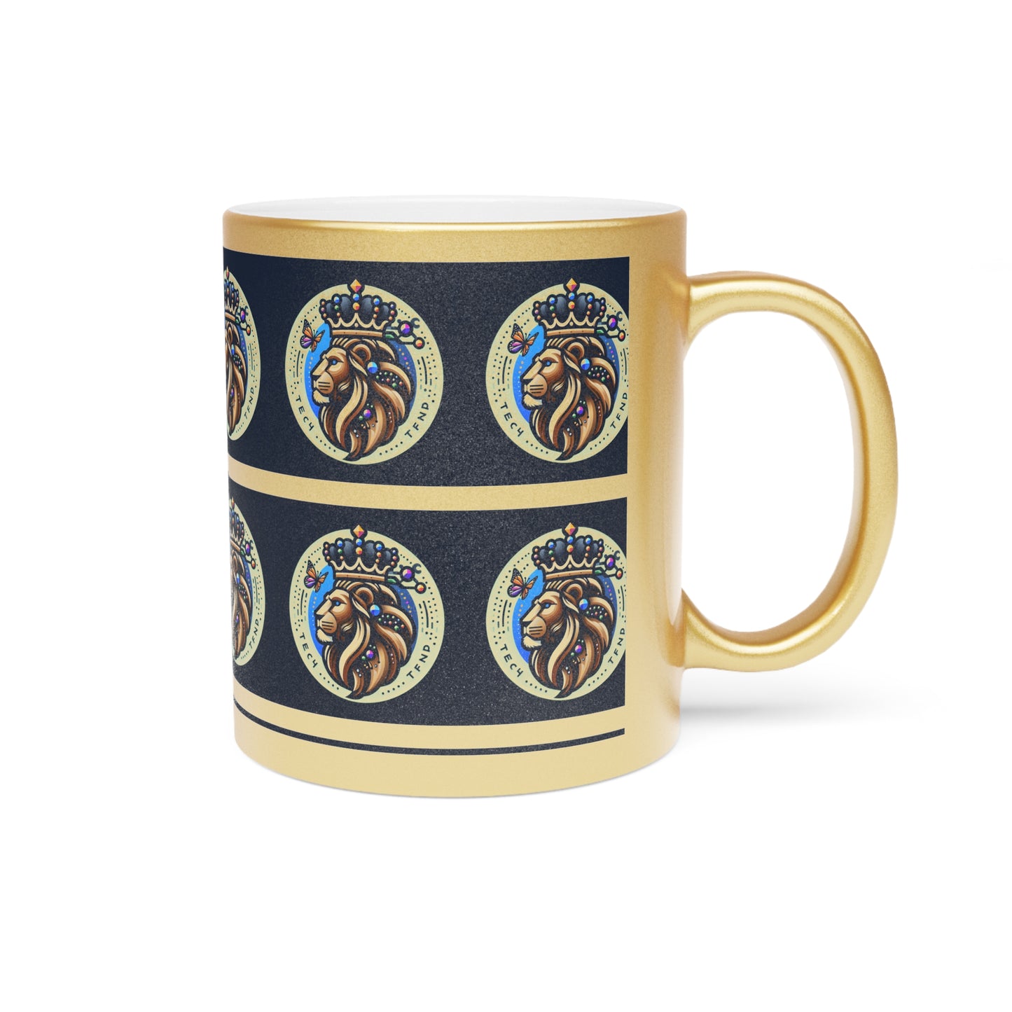 Royal Lion Metallic Mug - Premium Gold Finish for Empowering Coffee Moments - Tech Meets Trend