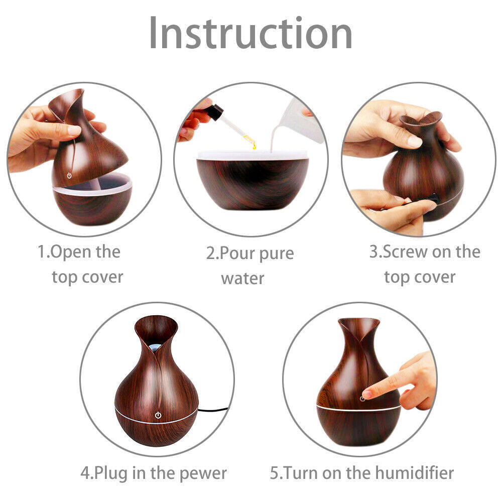 LED Ultrasonic Aroma Humidifier Oil Diffuser.