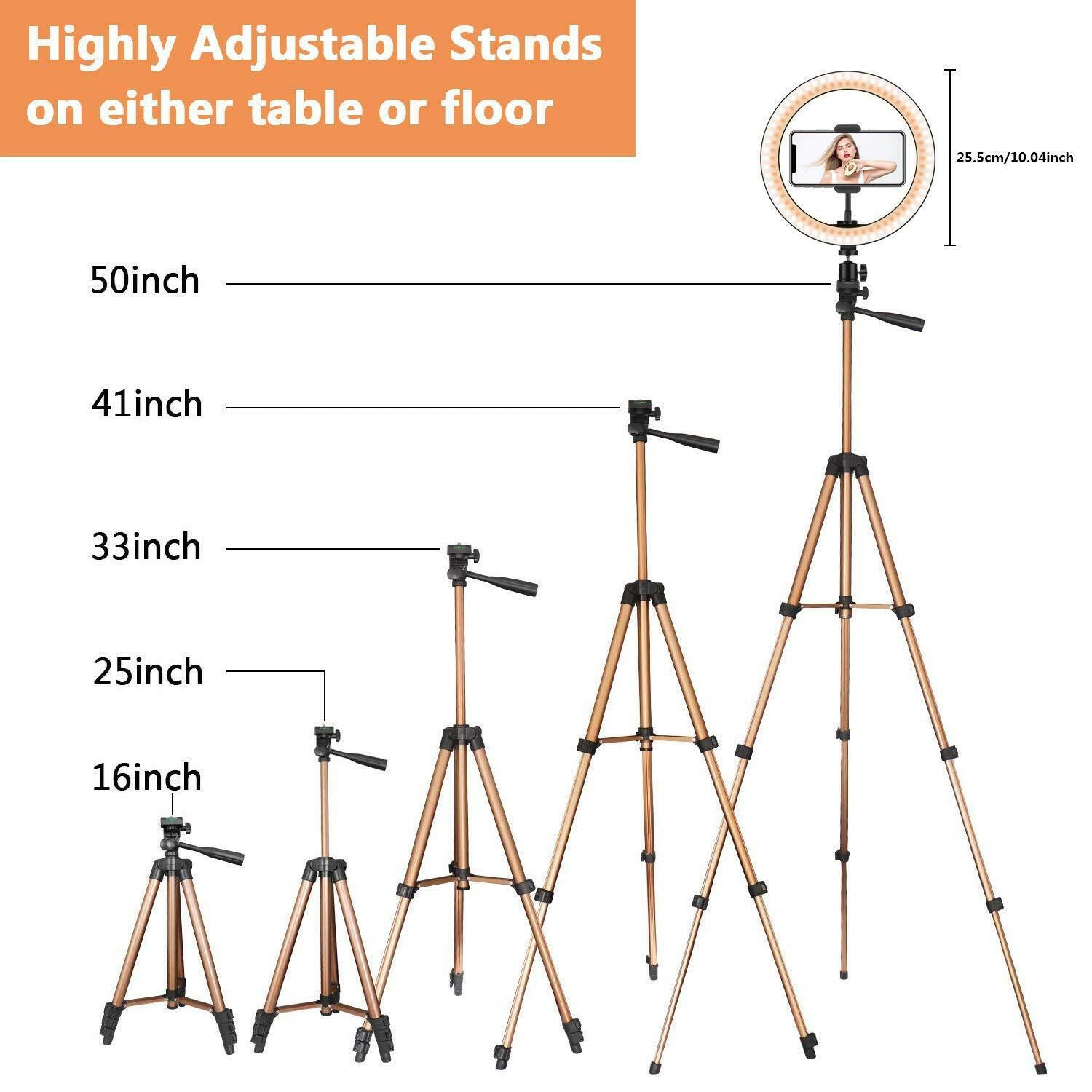 Luxurious Fill Light Desktop or Floor Ring Light Tripod - Tech Meets Trend