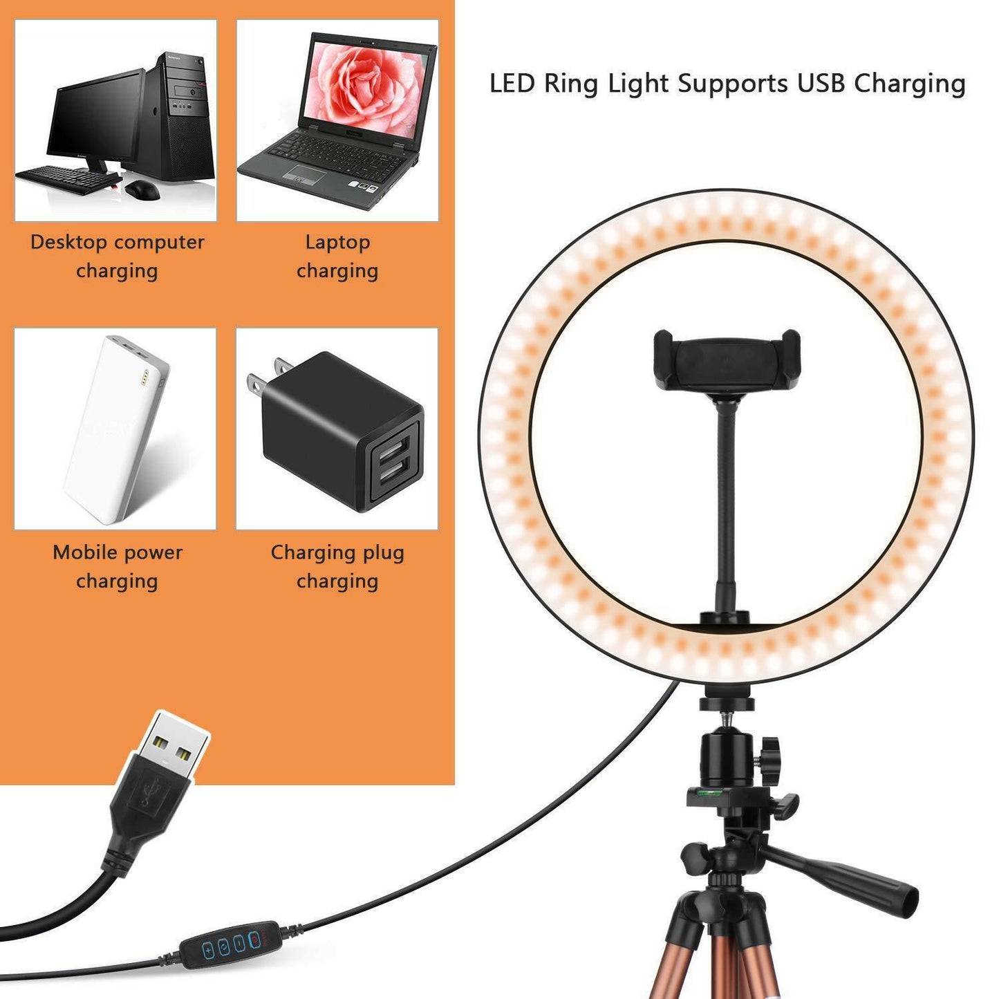 Luxurious Fill Light Desktop or Floor Ring Light Tripod - Tech Meets Trend