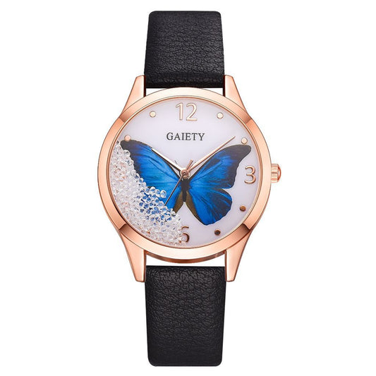 Gaiety Brand Rhinestone Butterfly Watches.