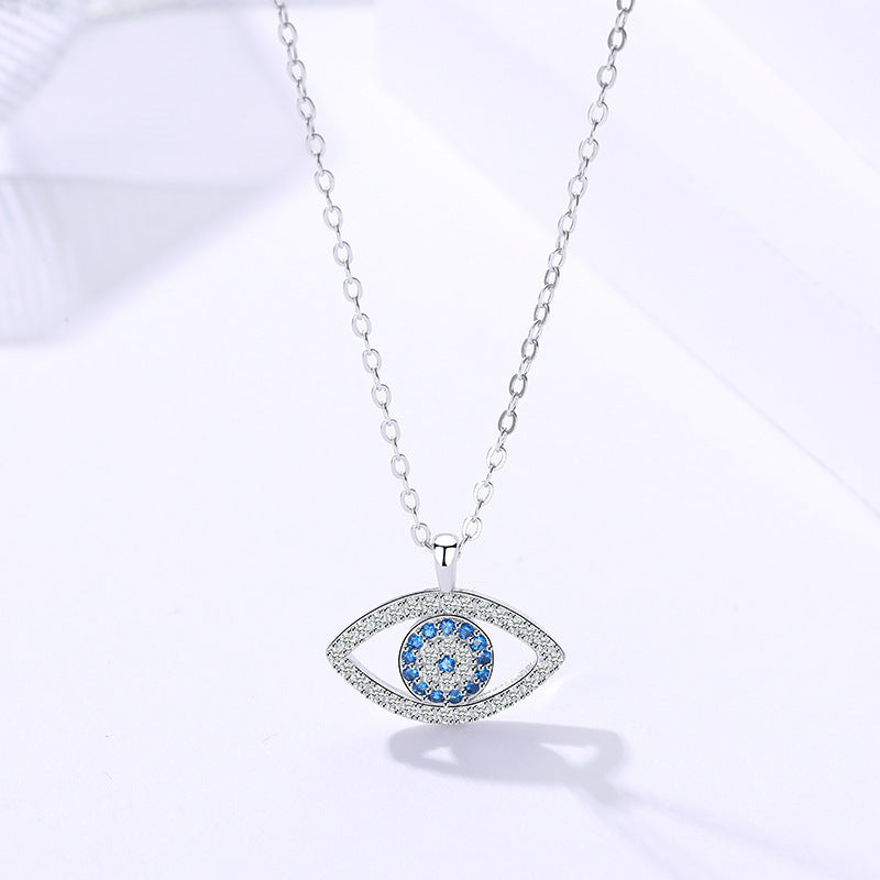 Sterling Silver Jewelry Necklace Eye Pendant.