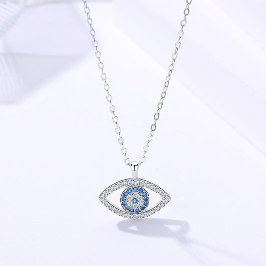 Sterling Silver Jewelry Necklace Eye Pendant.