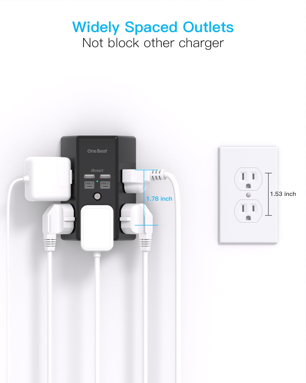 Surge Protector 5 Outlets Extender with 4 USB Ports - Tech Meets Trend