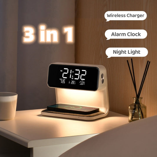 Amazing 3-In-1 Bedside Lamp & LCD Alarm Clock & Phone Charger - Tech Meets Trend