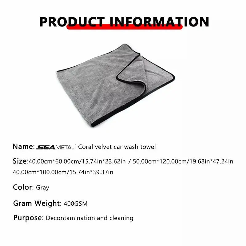 SEAMETAL Multi Sizes Car Microfiber Towel Upgraded Ultra-Soft Auto Drying Cleaning Cloth Super Absorbent Scratch-Free Towels - Tech Meets Trend