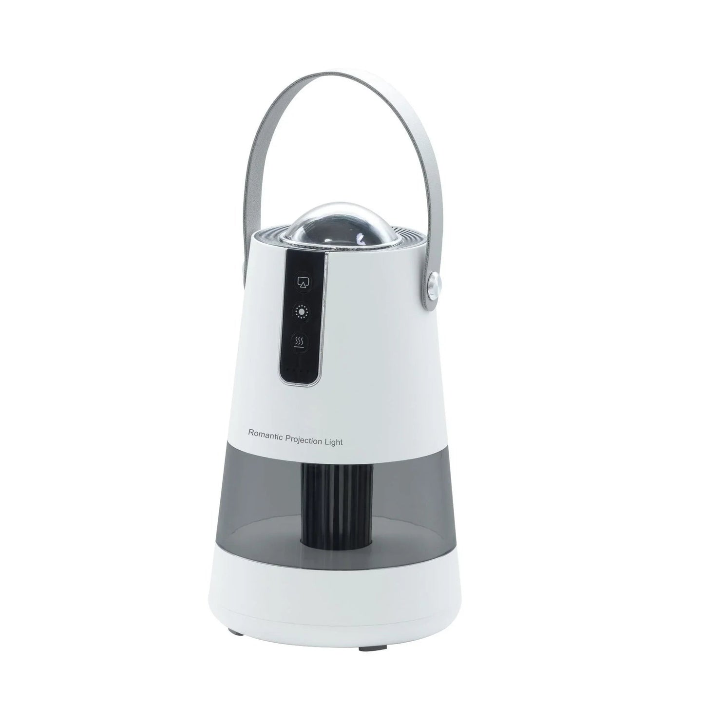 White portable romantic projection light with handle and control buttons